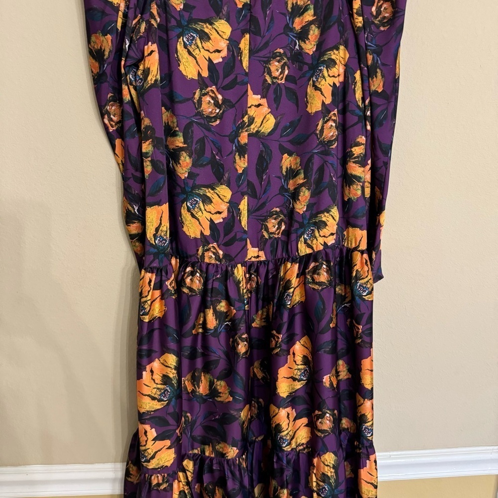 DELFI Collective Floral Dress Purple Floral Puff Sleeves Size Medium NEW $398 - Picture 12 of 16